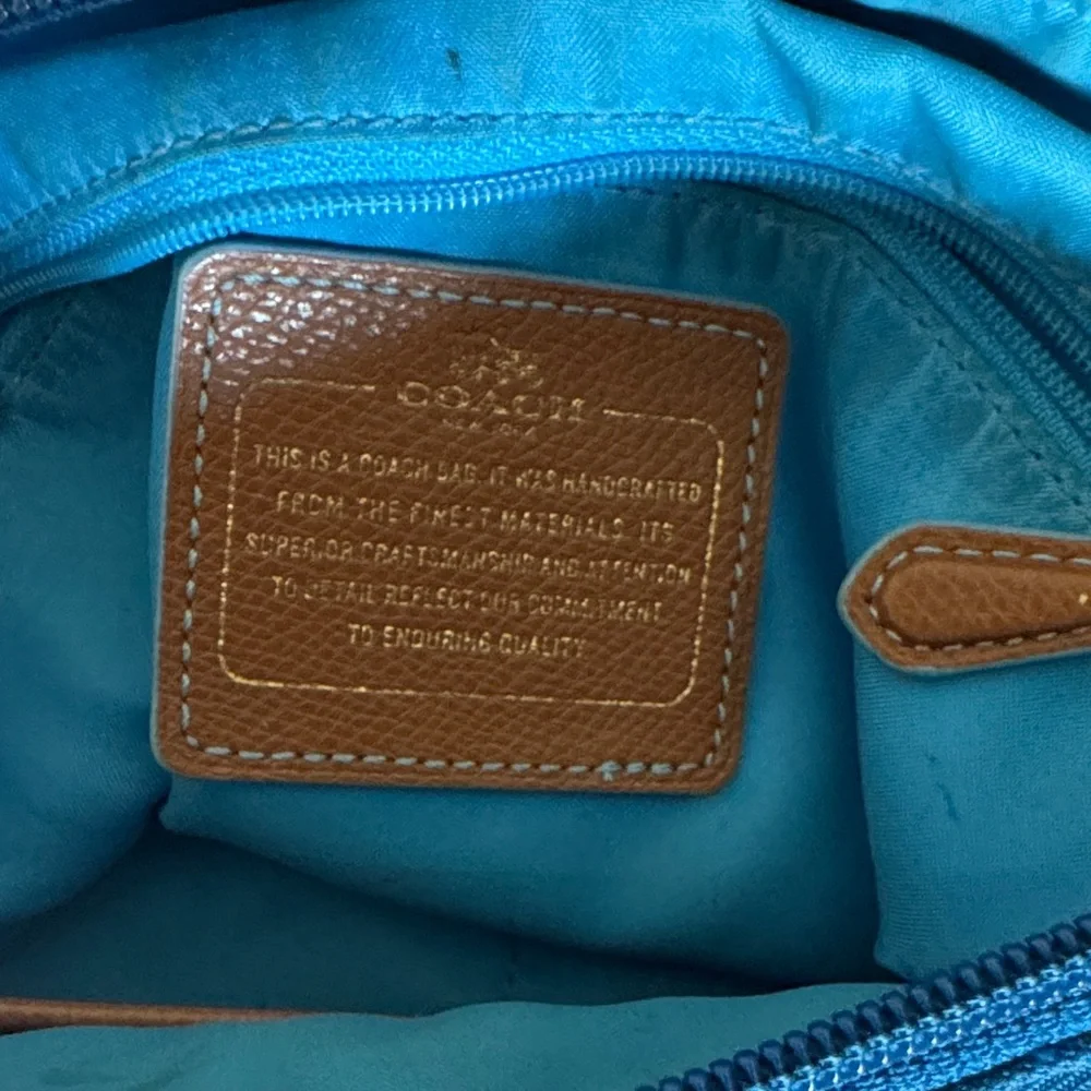 Coach Teal Nylon Crossbody with Tan Leather Trim - Picture 6 of 13
